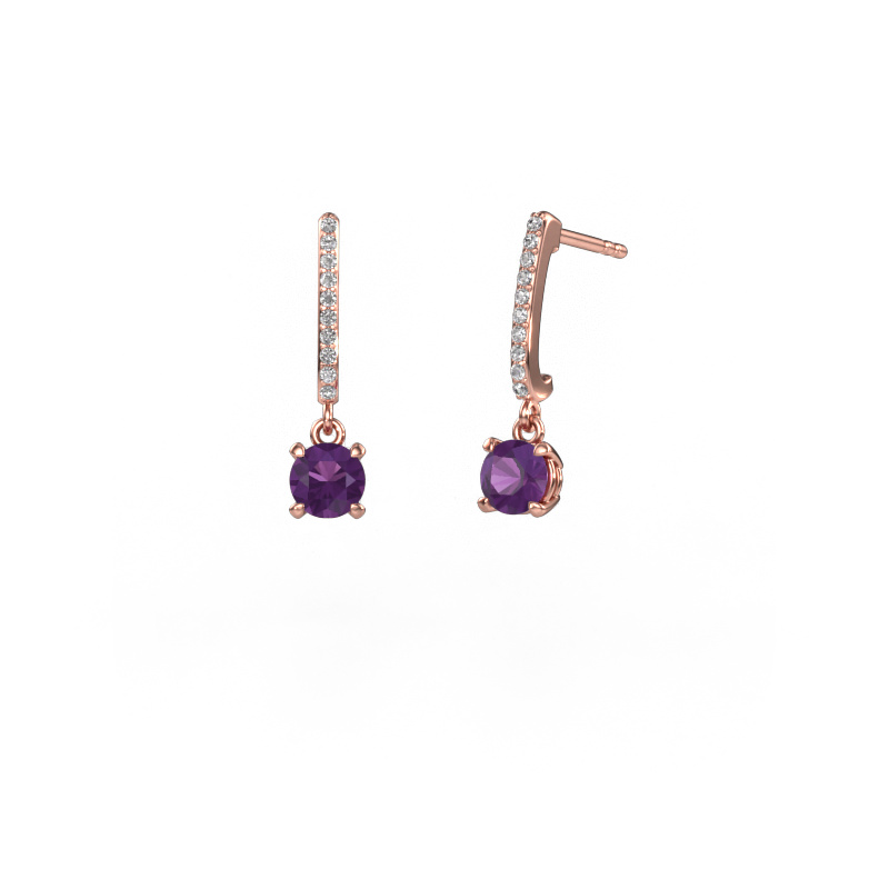Image of Drop earrings Tanja 1 585 rose gold Amethyst 5 mm
