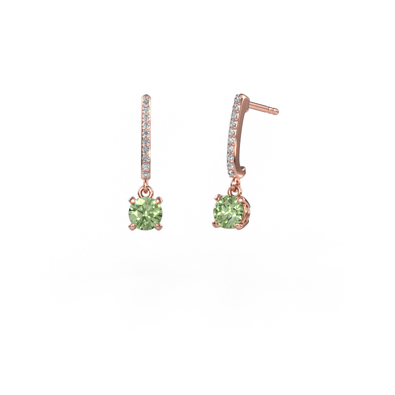 Image de Pendants d'oreilles Tanja 1 585 or rose Diamants synthétiques vert 5 mm