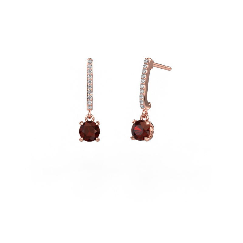 Image of Drop earrings Tanja 1 585 rose gold Garnet 5 mm