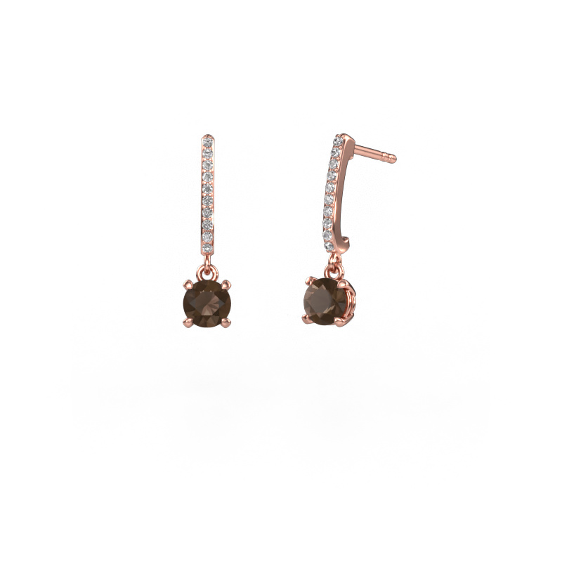 Image of Drop earrings Tanja 1 585 rose gold Smokey quartz 5 mm
