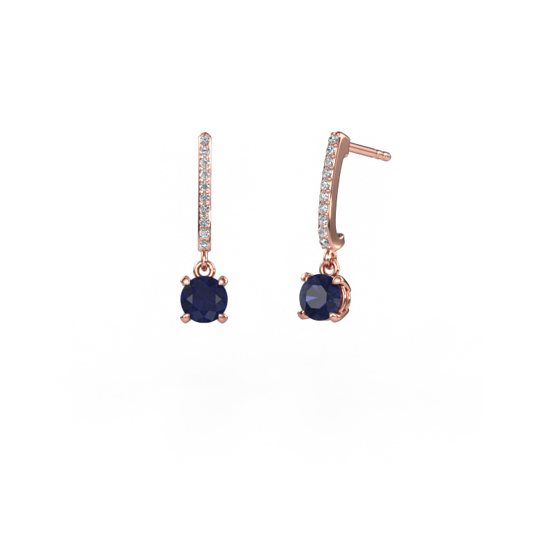 Image of Drop earrings Tanja 1 585 rose gold Sapphire 5 mm
