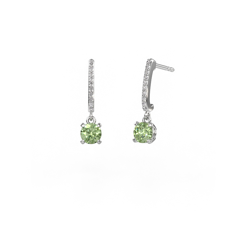 Image of Drop earrings Tanja 1 950 platinum Green lab grown diamond 5 mm