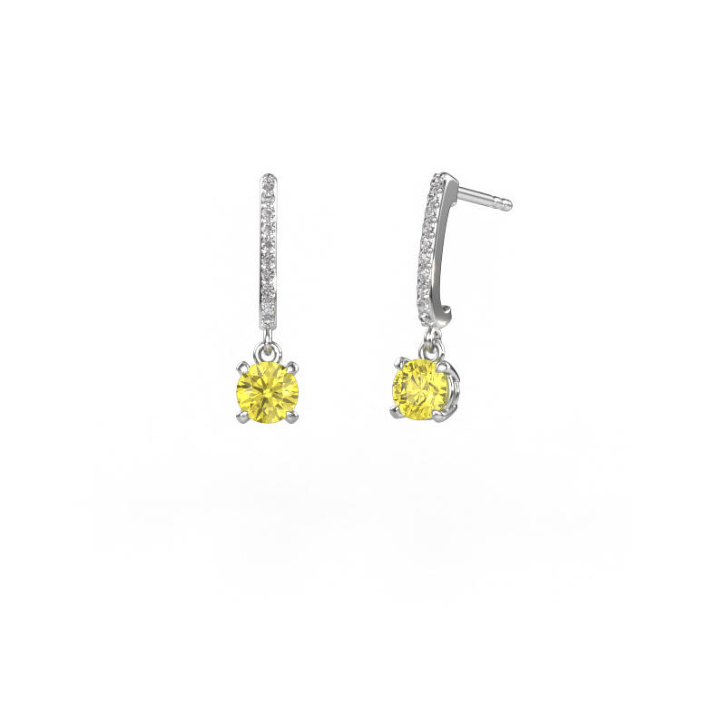 Afbeelding van Oorhangers Tanja 1 950 platina Gele lab grown diamant 5 mm
