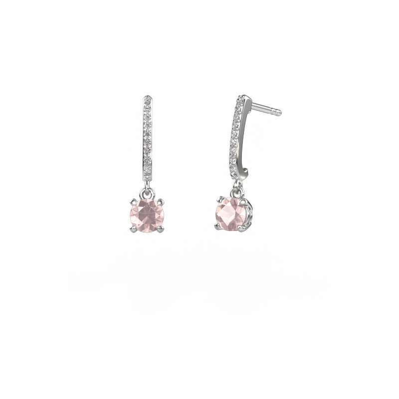 Image of Drop earrings Tanja 1 585 white gold Morganite champagne 5 mm