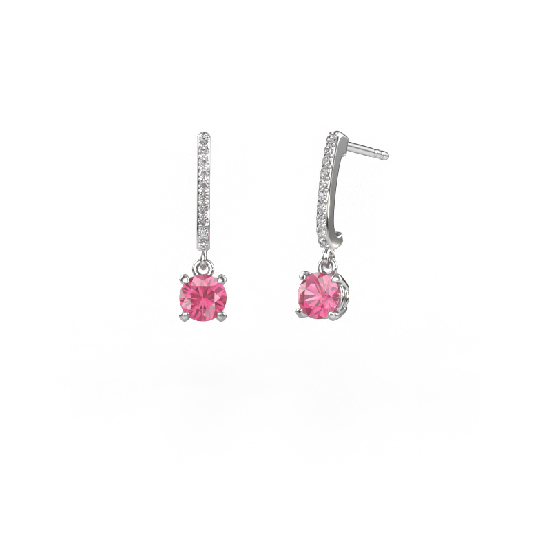 Image of Drop earrings Tanja 1 585 white gold Pink sapphire 5 mm