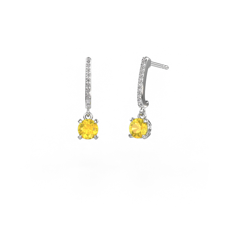 Image of Drop earrings Tanja 1 950 platinum Yellow sapphire 5 mm