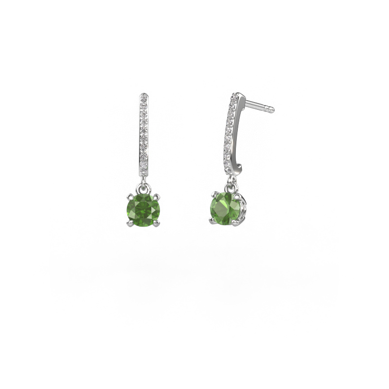 Image of Drop earrings Tanja 1 950 platinum Tourmaline green 5 mm