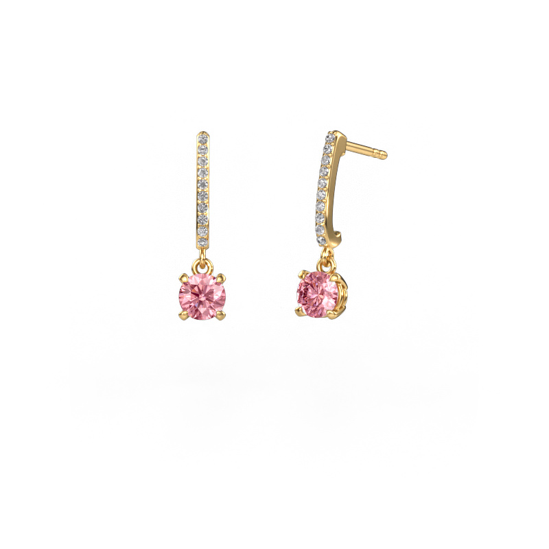 Image of Drop earrings Tanja 1 585 gold Pink lab grown diamond 5 mm