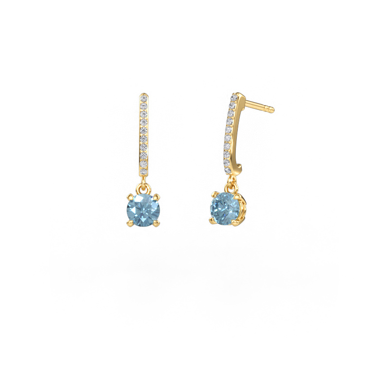 Afbeelding van Oorhangers Tanja 1 585 goud Blauwe lab grown diamant 5 mm