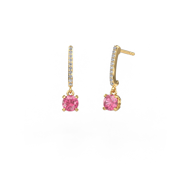 Image of Drop earrings Tanja 1 585 gold Pink sapphire 5 mm