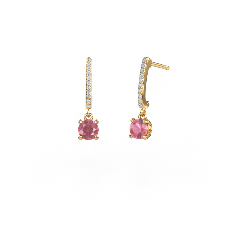 Image of Drop earrings Tanja 1 585 gold Tourmaline pink 5 mm
