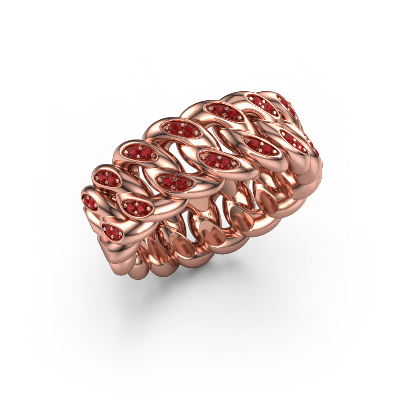 Afbeelding van Heren ring Redouan 2 585 rosé goud Robijn 1.1 mm