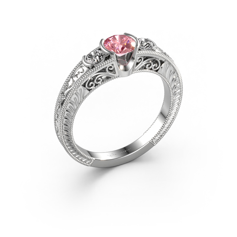 Image of Promise ring Tasia 585 white gold Pink lab grown diamond 5 mm