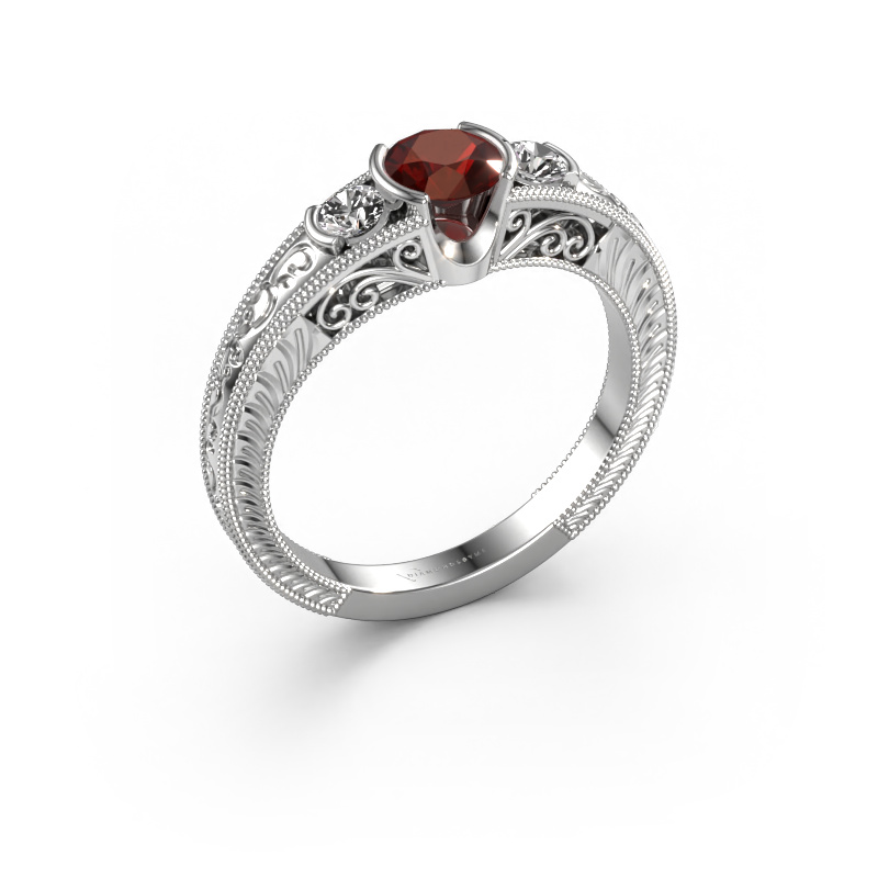 Image of Promise ring Tasia 585 white gold Garnet 5 mm