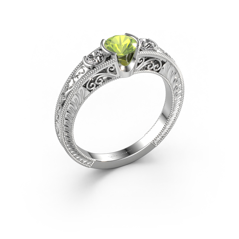 Image of Promise ring Tasia 585 white gold Peridot 5 mm