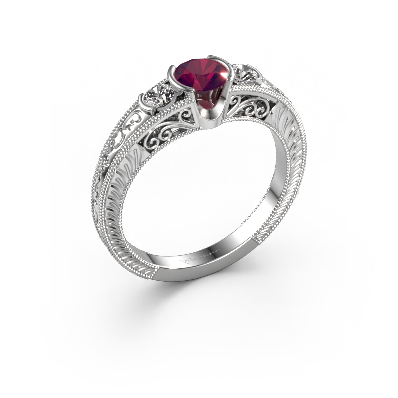 Image of Promise ring Tasia 585 white gold Rhodolite 5 mm