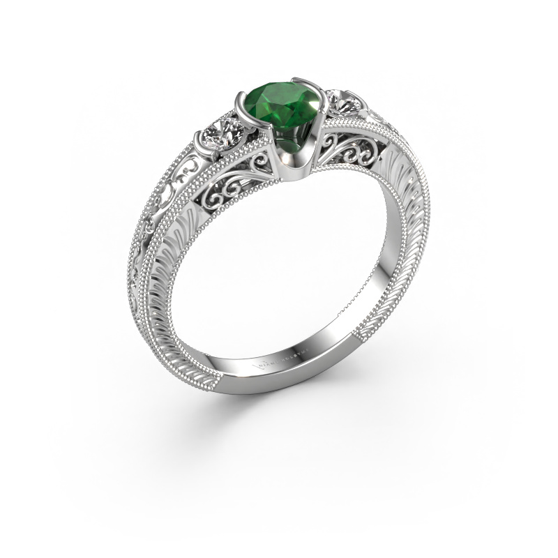 Image of Promise ring Tasia 585 white gold Emerald 5 mm