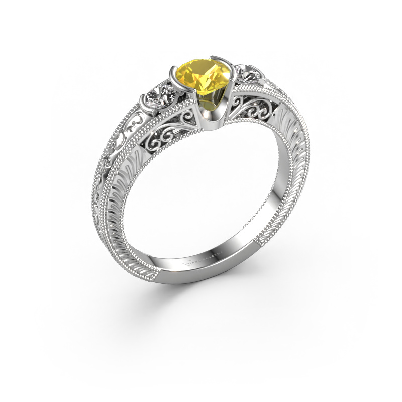 Image of Promise ring Tasia 585 white gold Yellow sapphire 5 mm