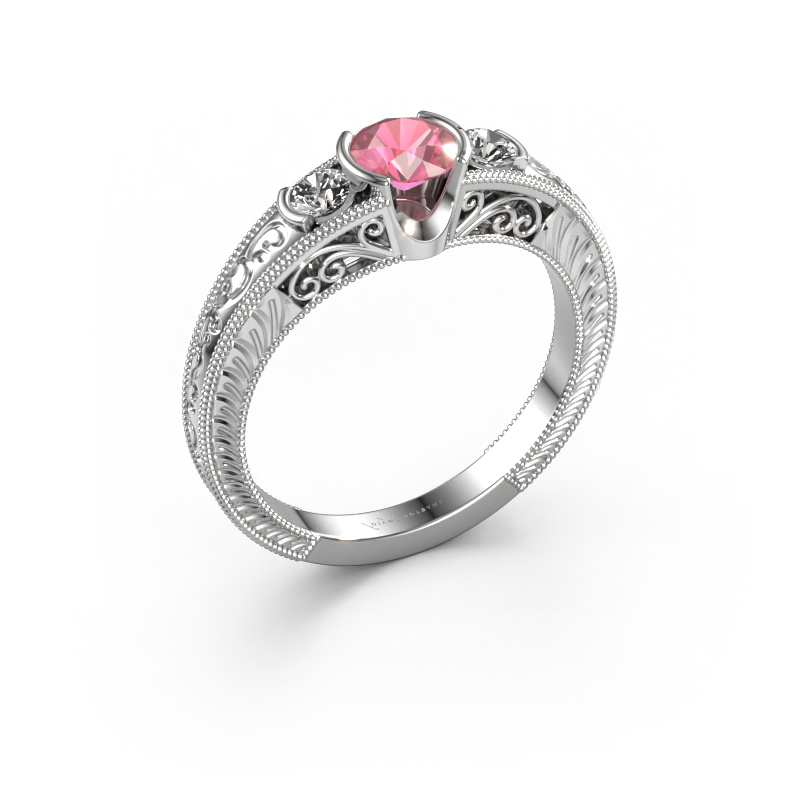 Image of Promise ring Tasia 585 white gold Tourmaline pink 5 mm