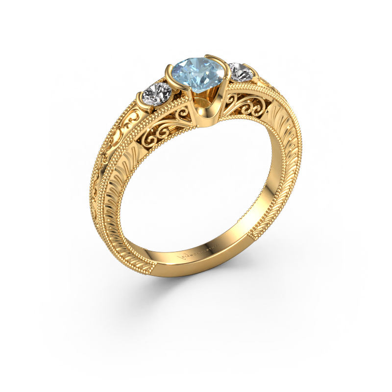 Image of Promise ring Tasia 585 gold Blue lab grown diamond 5 mm
