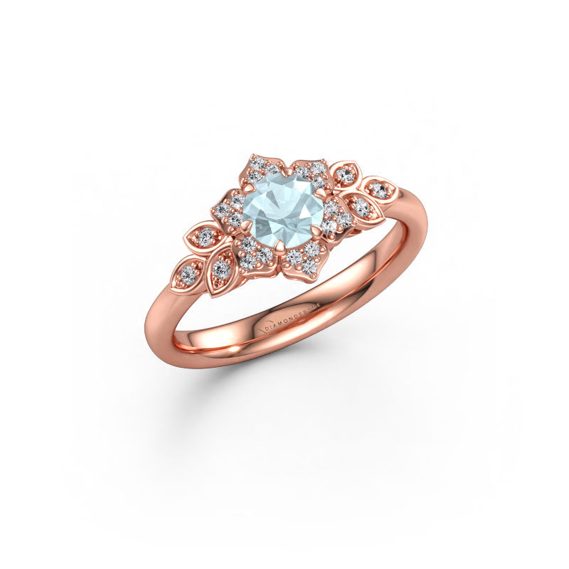 Bild av Förlovningsring Tatjana 585 roséguld Akvamarin 5 mm