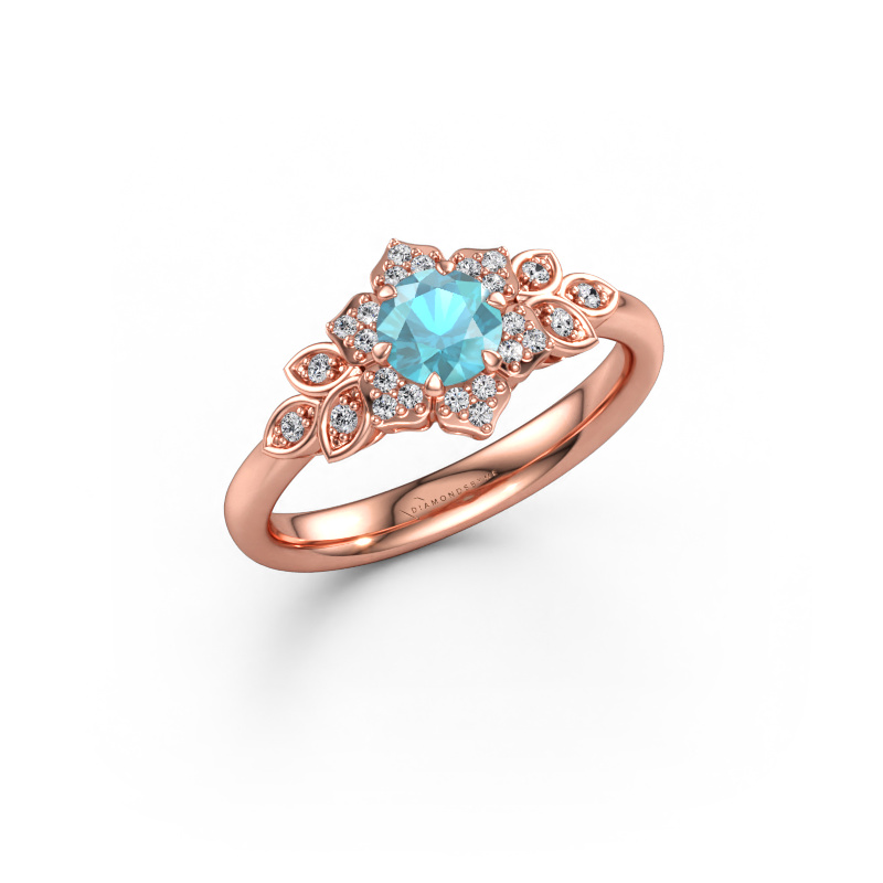 Immagine di Anello di fidanzamento Tatjana 585 oro rosa Topazio blu 5 mm