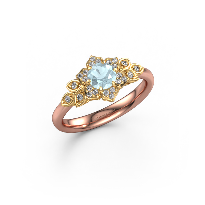 Bild von Verlobungsring Tatjana 585 Roségold Aquamarin 5 mm