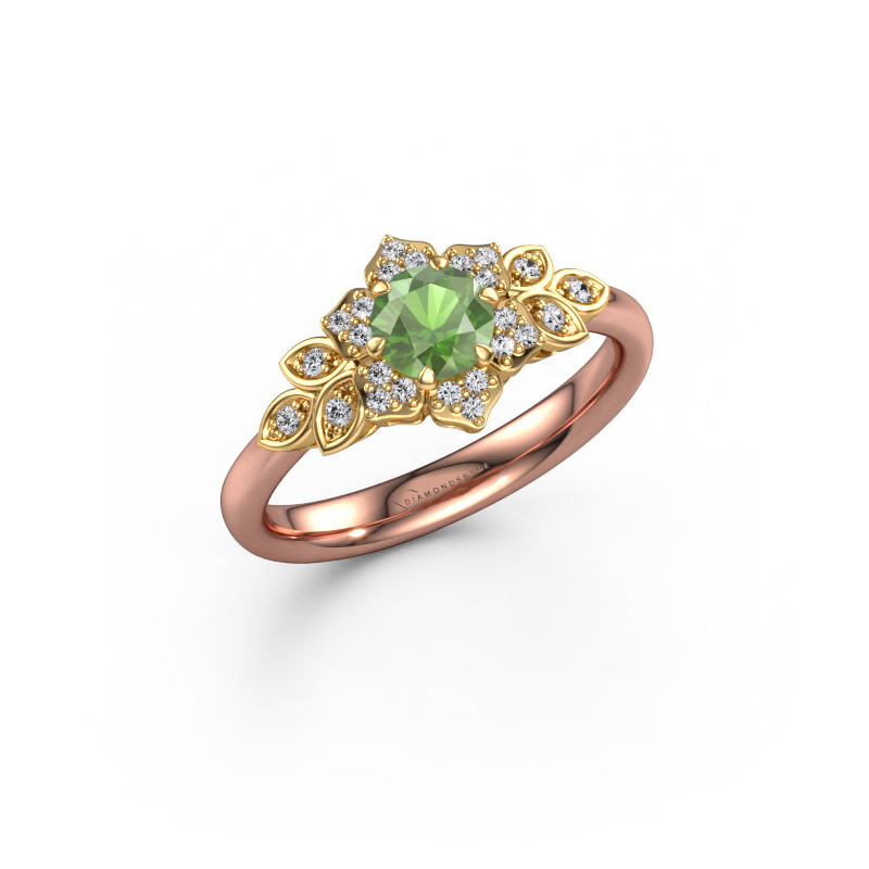 Bild von Verlobungsring Tatjana 585 Roségold Turmalin grün 5 mm