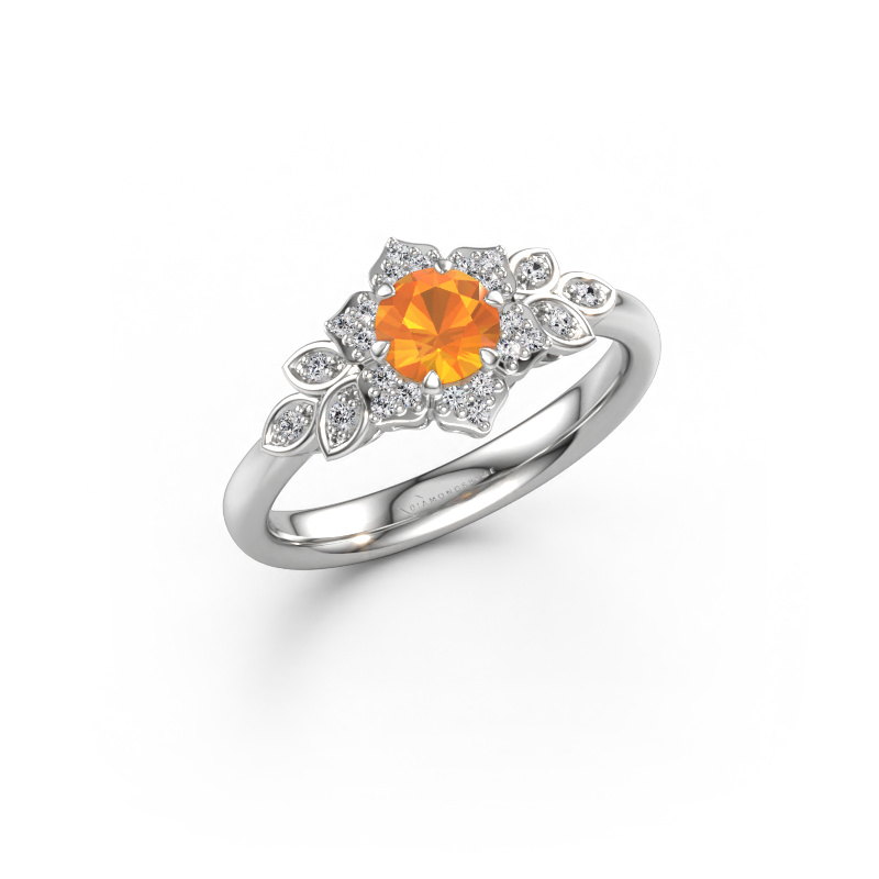 Image de Bague de fiançailles Tatjana 585 or blanc Citrine 5 mm