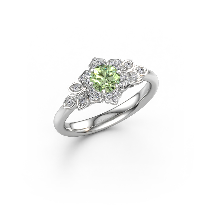 Immagine di Anello di fidanzamento Tatjana 585 oro bianco Diamante lab grown verde 5 mm