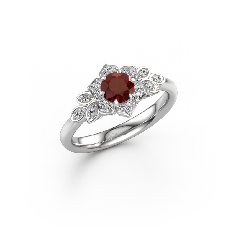 Bild von Verlobungsring Tatjana 585 Weißgold Granat 5 mm