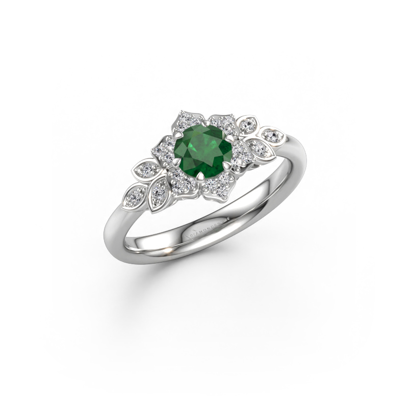 Immagine di Anello di fidanzamento Tatjana 585 oro bianco Smeraldo 5 mm