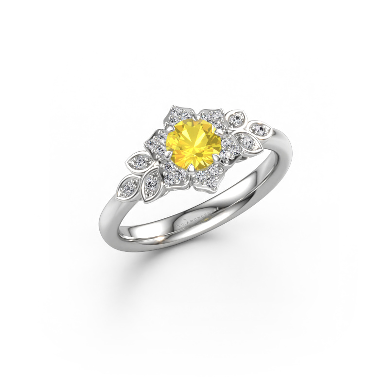 Immagine di Anello di fidanzamento Tatjana 585 oro bianco Zaffiro giallo 5 mm