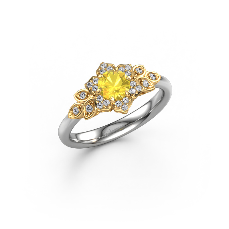 Image de Bague de fiançailles Tatjana 585 or blanc Saphir jaune 5 mm