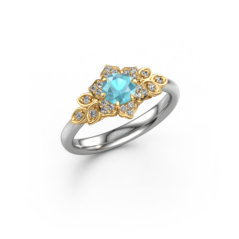 Bild von Verlobungsring Tatjana 585 Weißgold Blau Topas 5 mm