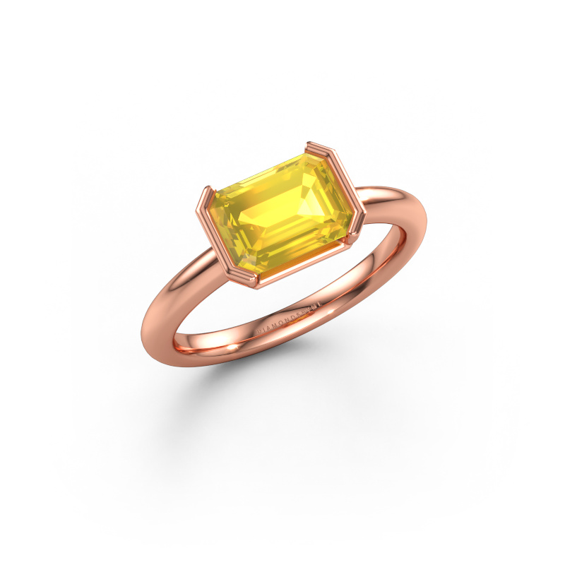 Image of Engagement ring Tayler EME 585 rose gold Yellow sapphire 8x6 mm