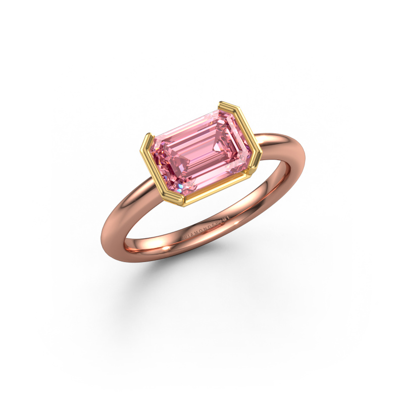 Afbeelding van Verlovingsring Tayler EME 585 rosé goud Roze lab grown diamant 8x6 mm