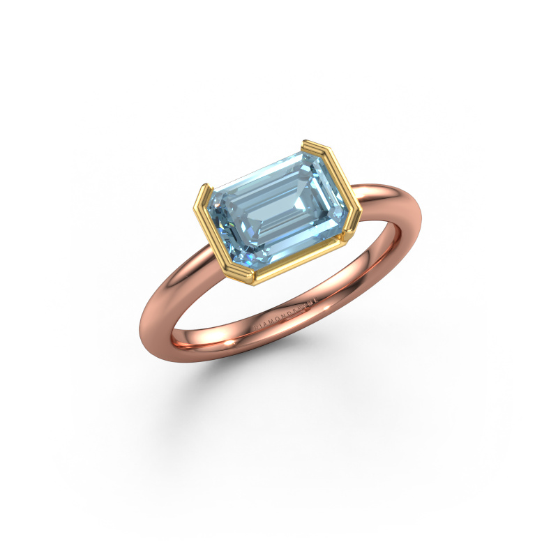 Image of Engagement ring Tayler EME 585 rose gold Blue lab grown diamond 8x6 mm