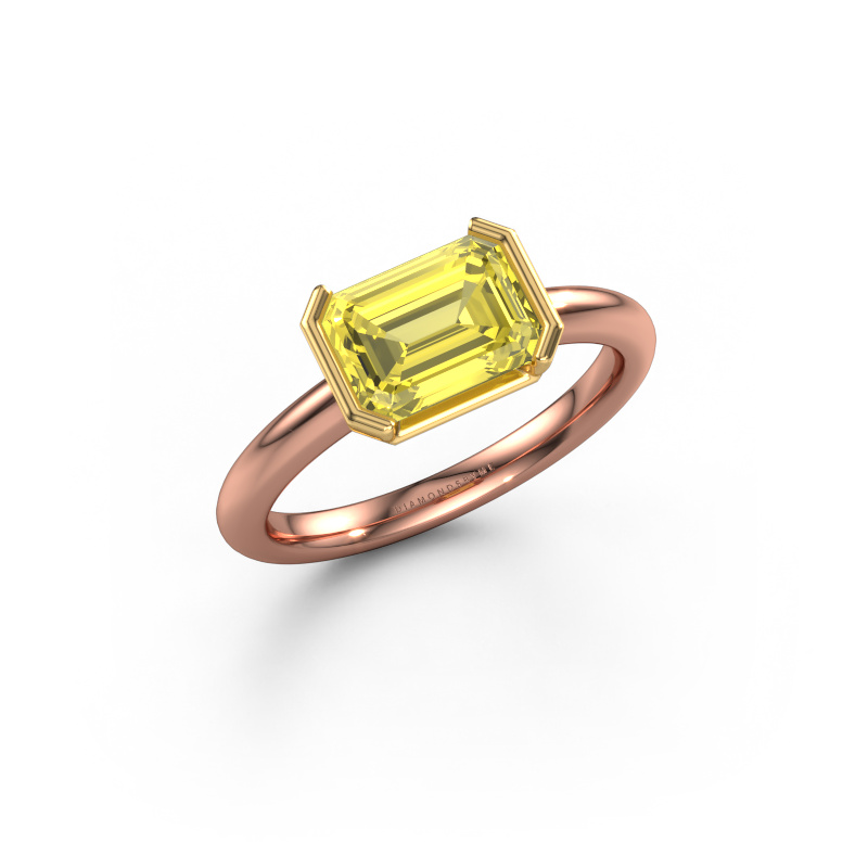 Afbeelding van Verlovingsring Tayler EME 585 rosé goud Gele lab grown diamant 8x6 mm