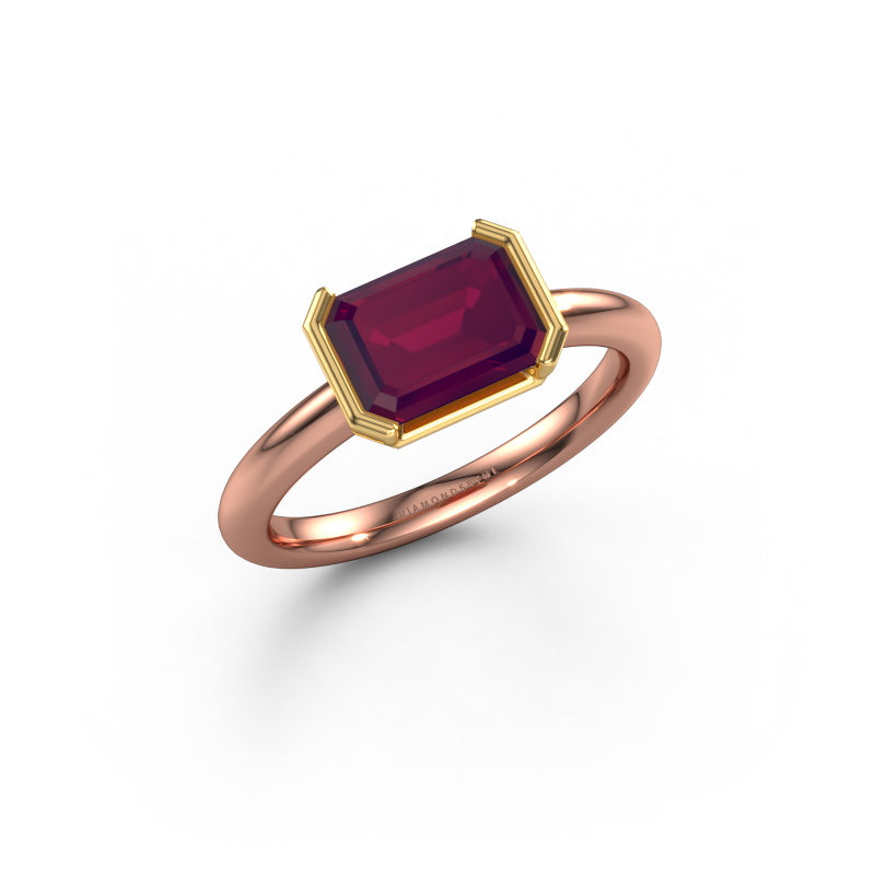 Image of Engagement ring Tayler EME 585 rose gold Rhodolite 8x6 mm