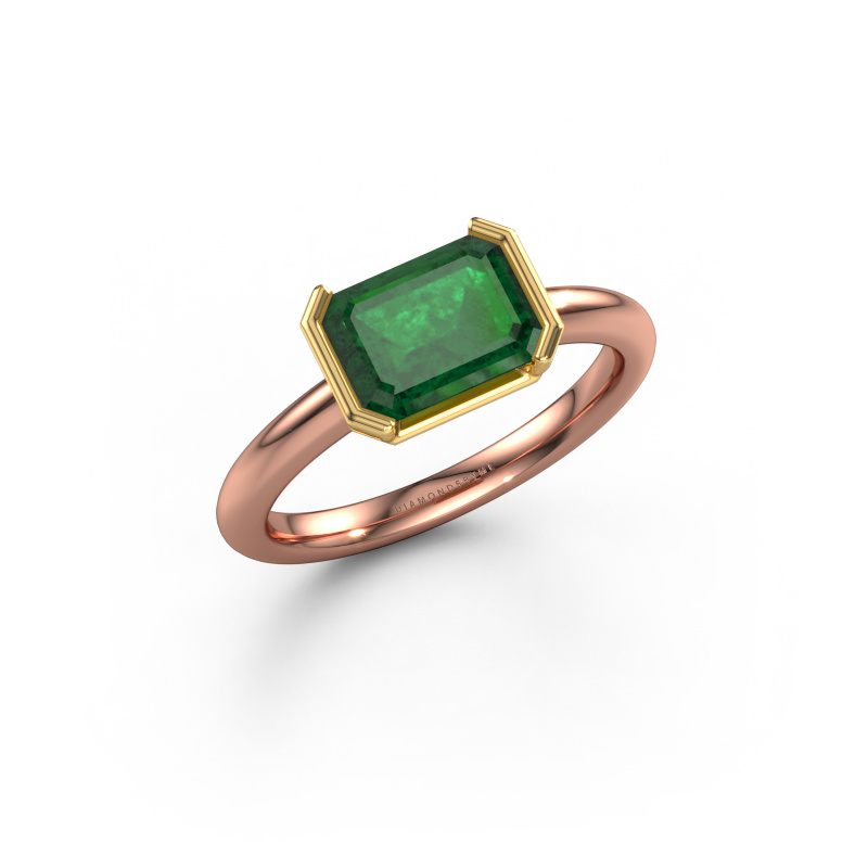 Image of Engagement ring Tayler EME 585 rose gold Emerald 8x6 mm