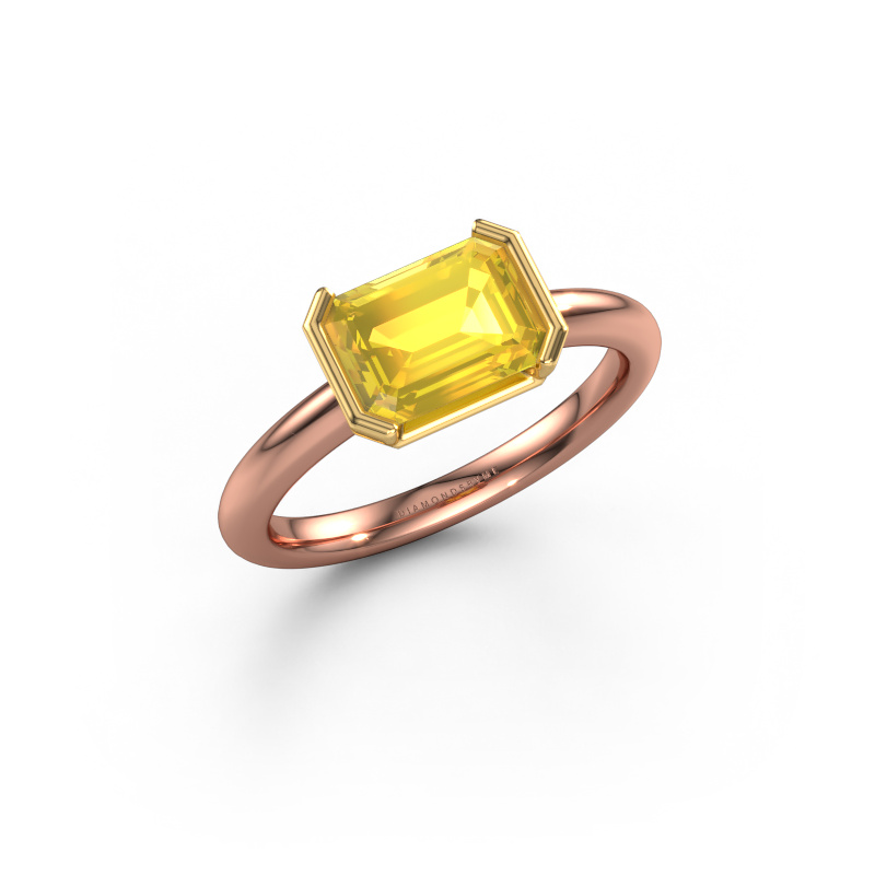 Image of Engagement ring Tayler EME 585 rose gold Yellow sapphire 8x6 mm
