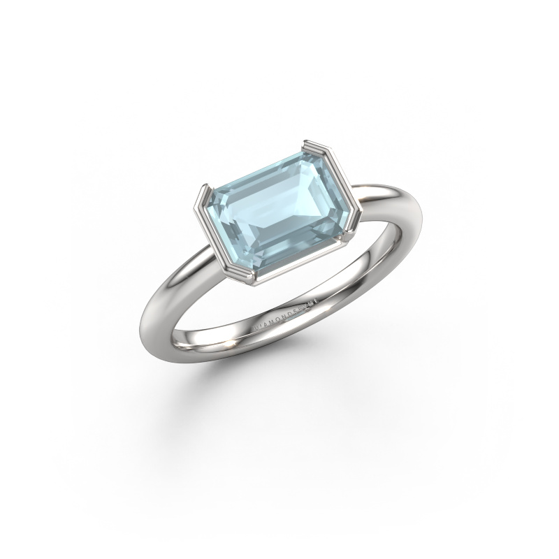 Bild von Verlobungsring Tayler EME 950 Platin Aquamarin 8x6 mm