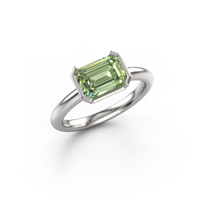 Image of Engagement ring Tayler EME 950 platinum Green lab grown diamond 8x6 mm