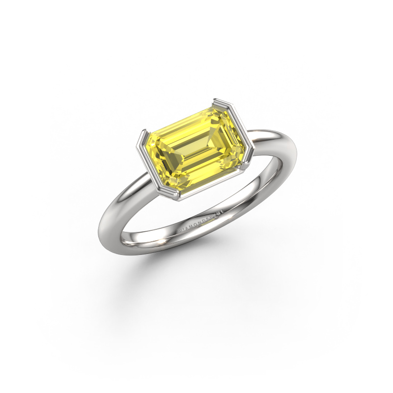 Image of Engagement ring Tayler EME 950 platinum Yellow lab grown diamond 8x6 mm