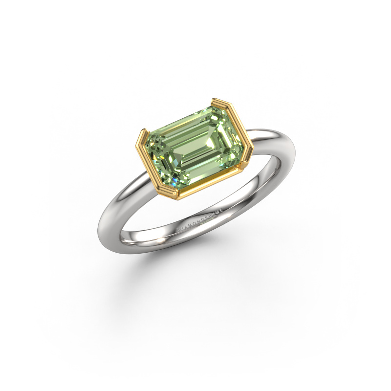 Image de Bague de fiançailles Tayler EME 585 or blanc Diamants synthétiques vert 8x6 mm