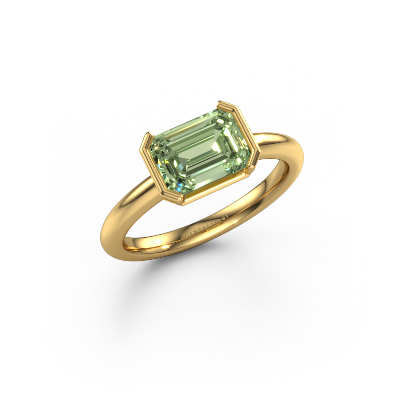 Image de Bague de fiançailles Tayler EME 585 or jaune Diamants synthétiques vert 8x6 mm