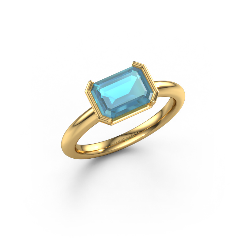 Image de Bague de fiançailles Tayler EME 585 or jaune Topaze bleue 8x6 mm