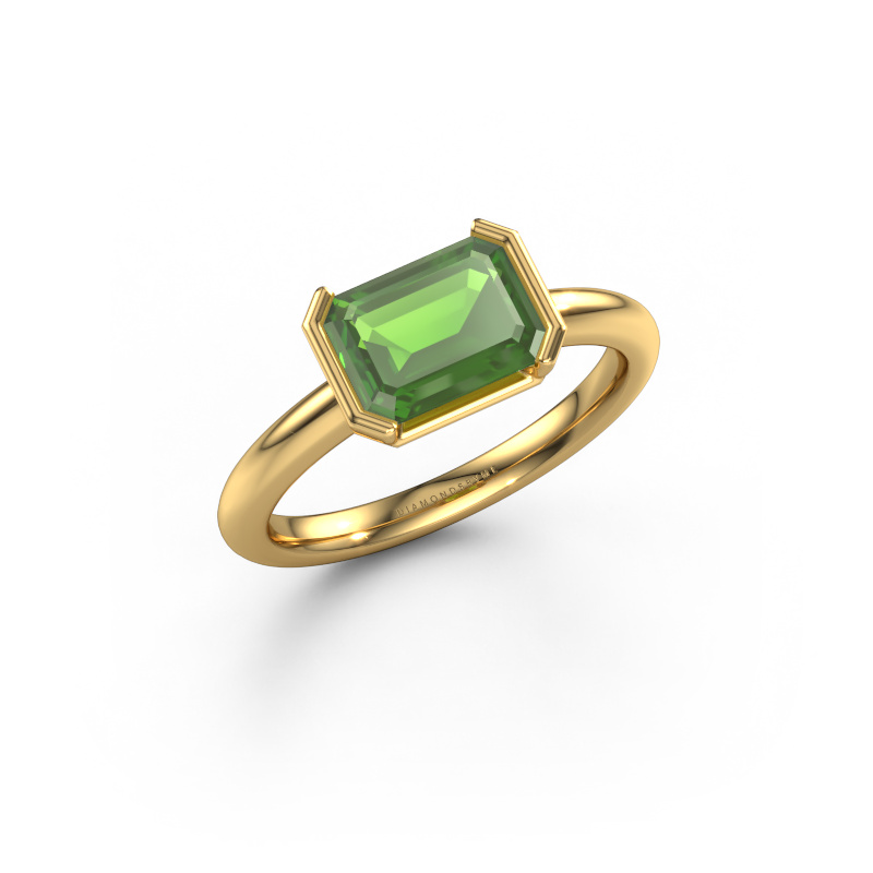 Afbeelding van Verlovingsring Tayler EME 585 goud Toermalijn groen 8x6 mm