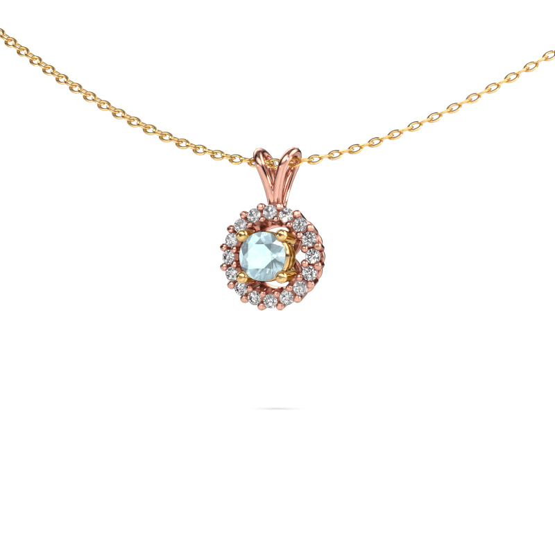 Image of Pendant Tennille 585 rose gold Aquamarine 4 mm